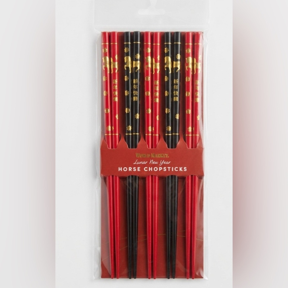 Red and Black Lunar New Year Horse Chopsticks 5 Pack